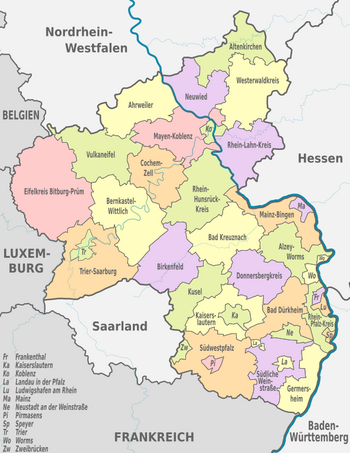 Karte Verwaltung/Landkreise Rheinland-Pfalz