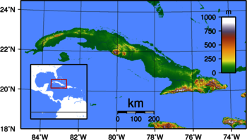 Topographische Karte von Kuba
