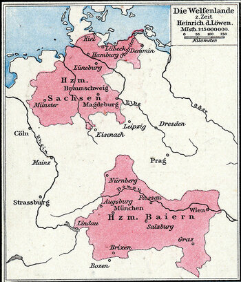 Karte Herzogtum Bayern und Sachsen