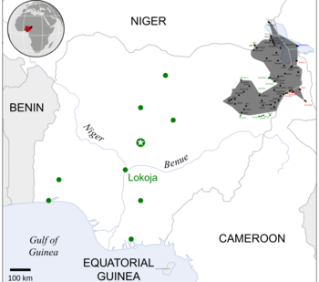 Karte der Ausbreitung von Boko Haram 2015