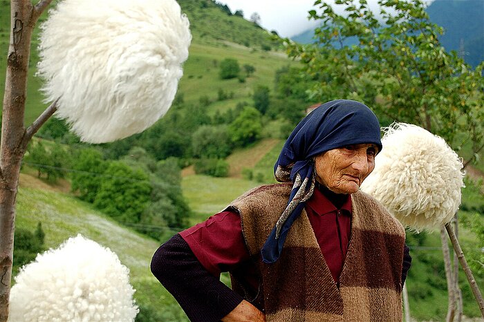 Trocknende Papachni in Nordost-Georgien