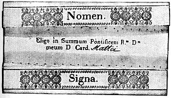 Stimmzettel zur Papstwahl