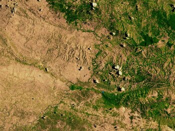 Satellitenbild der Grenze zwischen Haiti und der Dominikanischen Republik