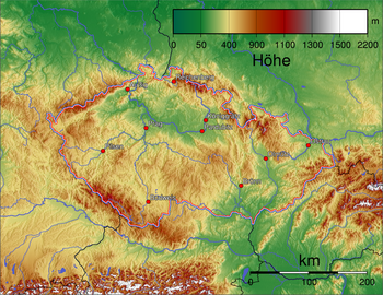 Topographische Karte von Tschechien