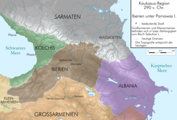 Karte der Kaukasus-Region um 290 v. Chr. mit Iberien
