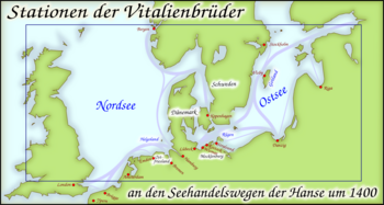 Routen der Vitalienbrüder in Nord- und Ostsee