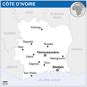 Yamoussoukro Lage Wo liegt Yamoussoukro?