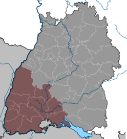 Lage des Regierungsbezirks Freiburg