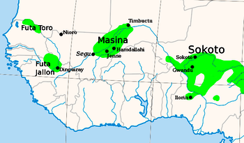 Fulani-Dschihad-Staaten in West-Afrika, um 1830