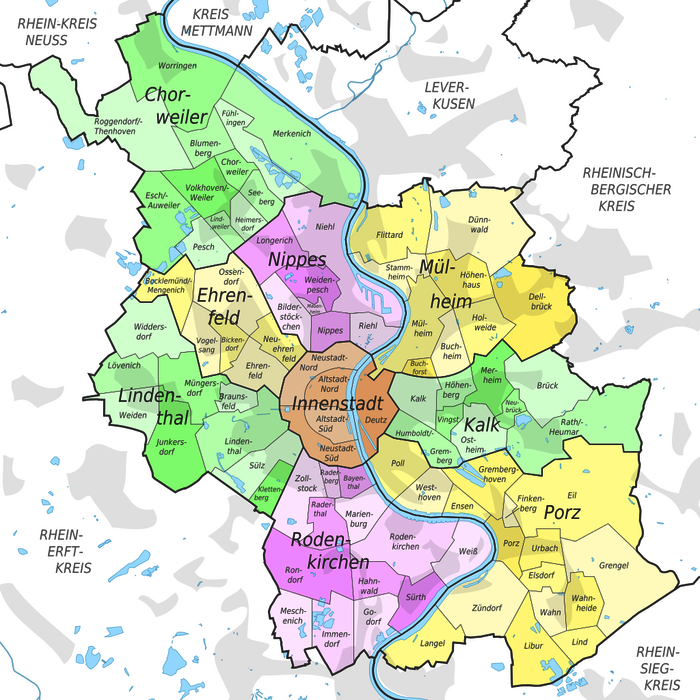 Köln Stadtbezirke Karte