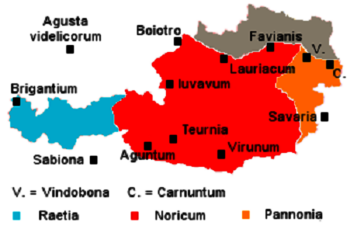 Römische Provinzen und Orte auf dem Gebiet des heutigen Österreichs