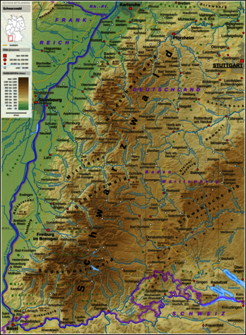 Karte Schwarzwald und Schwäbische Alb