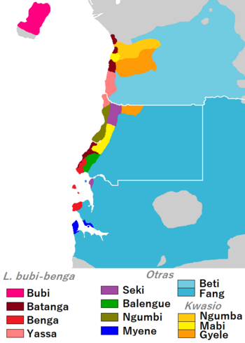 Karte der Sprachen in Äquatorialguinea