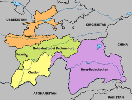 Karte politische Gliederung von Tadschikistan