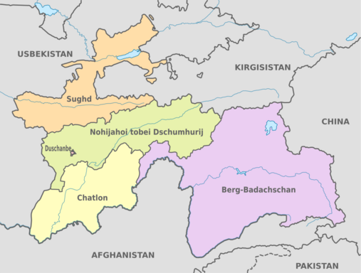 Karte politische Gliederung von Tadschikistan