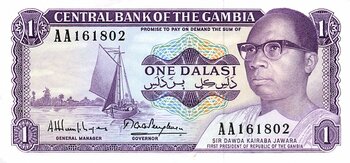 Dawda Jawara auf einem alten 1-Dalasi-Geldschein
