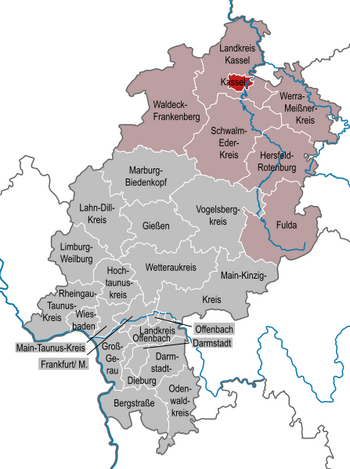 Lage Kassel in Hessen