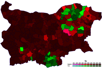 Verteilung von Bulgaren und Türken in Bulgarien