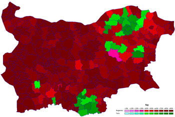 Verteilung von Bulgaren und Türken in Bulgarien