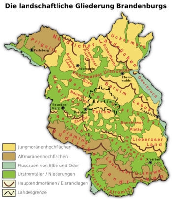 Karte, Landschaften Brandenburg