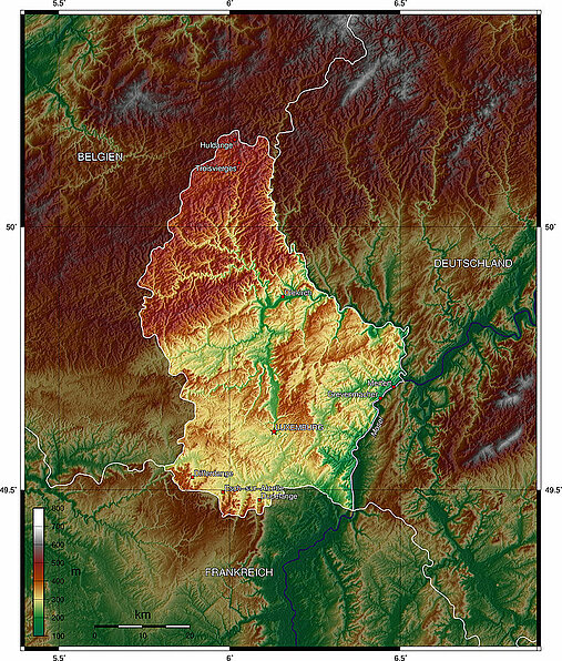 Topografische Karte von Luxemburg