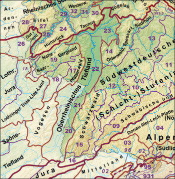 Naturlandschaften im Saarland, Karte