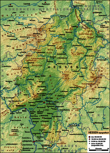 Topographische Karte von Hessen