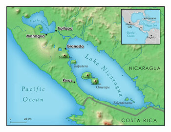Karte Nicaraguasee und Managuasee