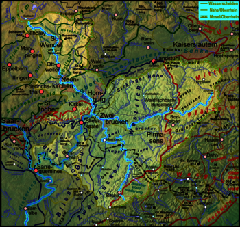 Karte, Flussverläufe Blies, Saar
