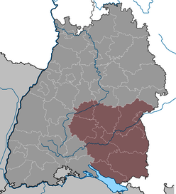 Lage des Regierungsbezirks Tübingen