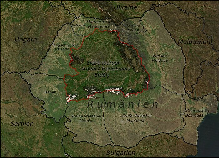 Karte der Regionen Rumäniens