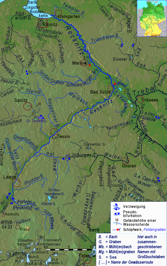 Karte Recknitz Verlauf
