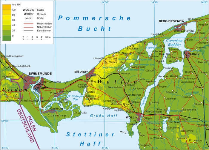 Karte Wolin und Stettiner Haff