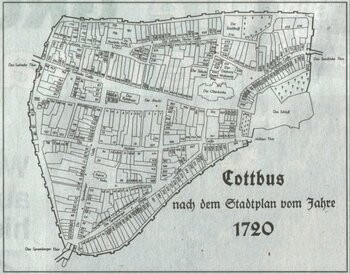 Erster Stadtplan von Cottbus