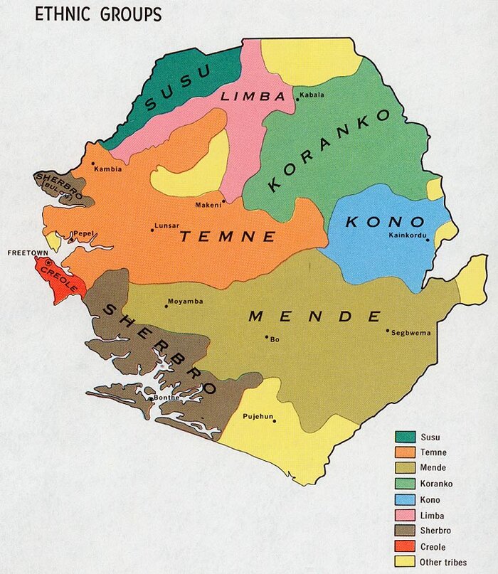 Geographische Verteilung der Ethnien in Sierra Leone