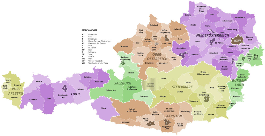 Österreich: Städte und Statutarstädte