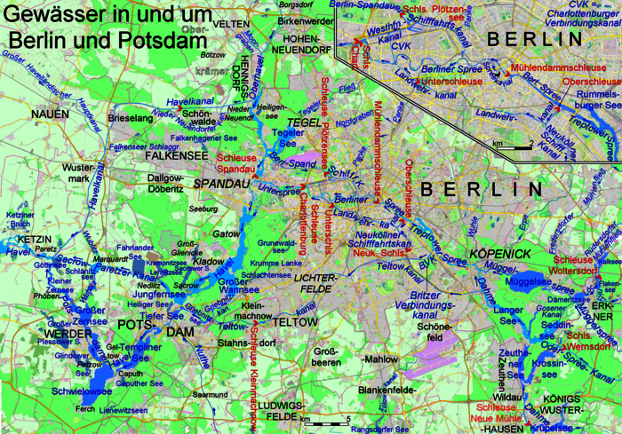 Karet der Gewässer in und um Berlin