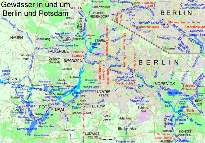 Karet der Gewässer in und um Berlin