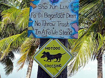 Schild in Belize auf Kreolisch