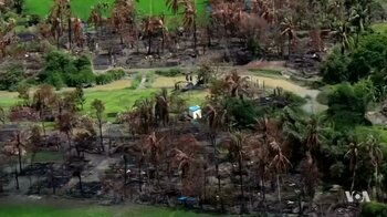 Zerstörtes Dorf der Rohingya im September 2017