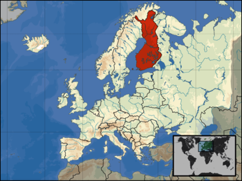 Lage von Finnland in Europa
