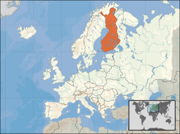 Lage von Finnland in Europa