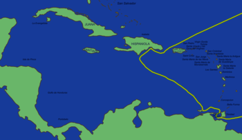 Route von Kolumbus' dritter Reise