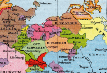 Karte Mecklenburg nach der ersten Hauptlandesteilung