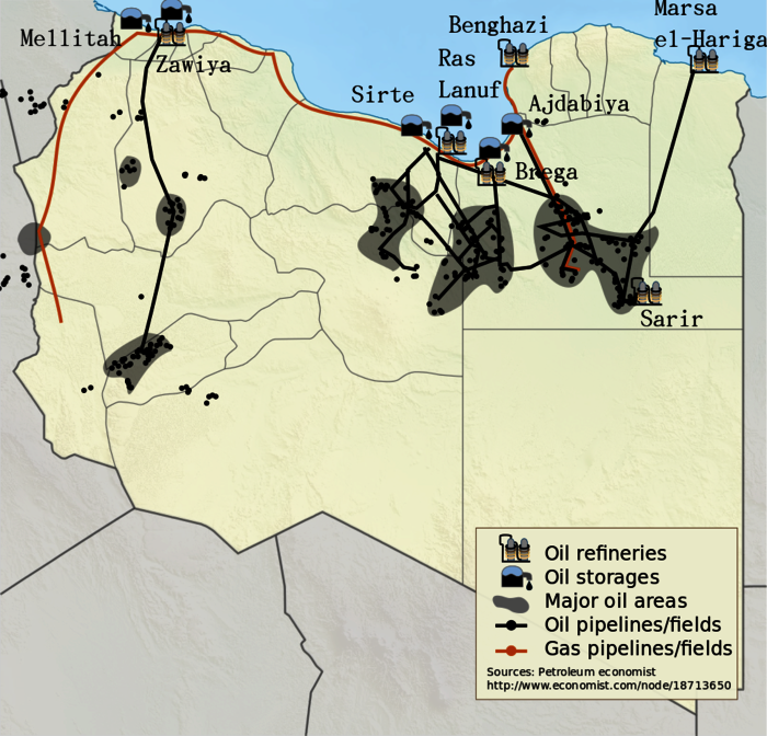 Karte der Ölfelder Libyens