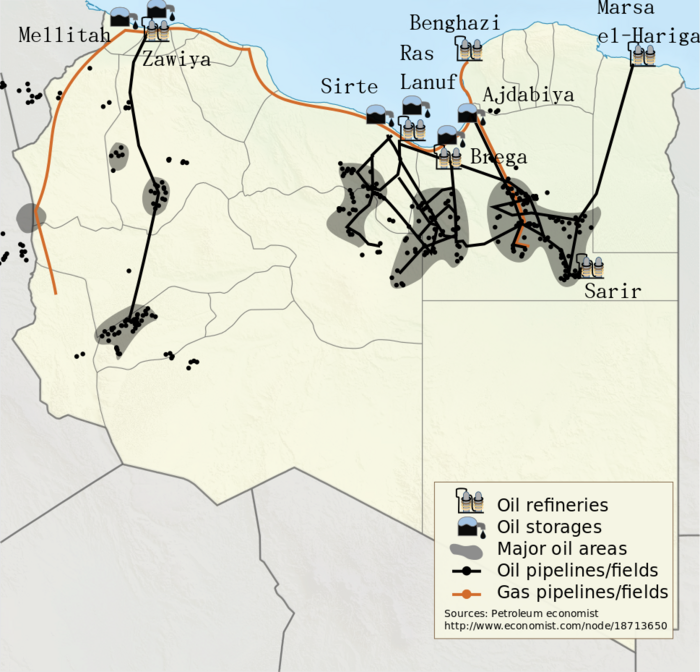 Karte der Ölfelder Libyens