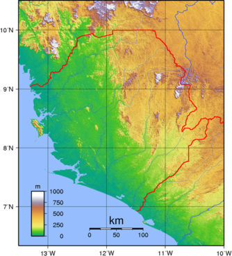 Topografische Karte von Sierra Leone