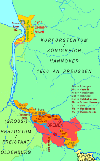 Gebiet der Freien Hansestadt Bremen seit 1800