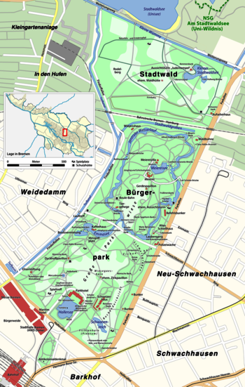 Karte Bürgerpark und Stadtwald Bremen