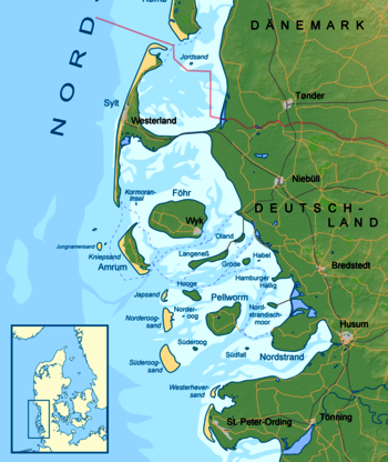 Karte der Nordfriesischen Inseln und Halligen